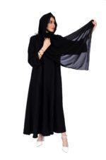 ⁦عباية كلوش كلاسيك محددة بخيوط بيج⁩ - الصورة ⁦3⁩