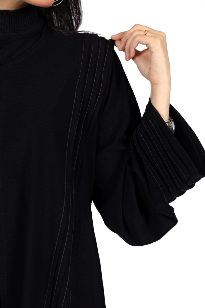 ⁦عباية كلوش كلاسيك محددة بخيوط بيج⁩ - الصورة ⁦1⁩