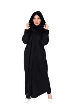 عبايه فروة اسود شامواه شتوية
