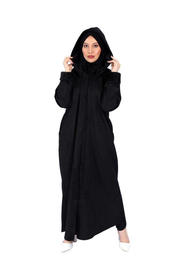 عبايه فروة اسود شامواه شتوية