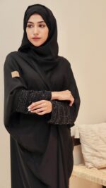 ⁦عبايه لف بشك سندس اسود⁩ - الصورة ⁦2⁩