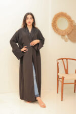 ⁦عبايه بليزر كريب لنن اسود⁩ - الصورة ⁦4⁩