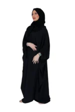 عبايه نص بشت قطرية سوداء بالكامل