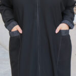 ‎عباية كريب ملكي بجيوب أمامية و أكمام مطاط