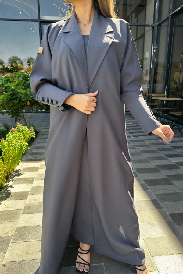 ⁦عباية رمادي بليزر مندمجة بطبقة داخليه⁩ - الصورة ⁦5⁩