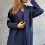 عباية كحلي بليزر مندمجة بطبقة داخلية