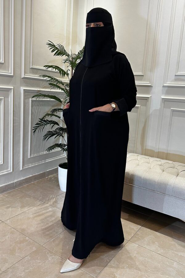 ⁦عبايه سحاب بجيوب امامية⁩ - الصورة ⁦4⁩