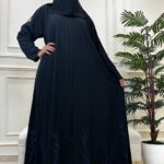 عبايه كلوش بتطريز كحلى