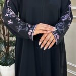 عباية نواعم بتطريز ملون على اكمام كامل