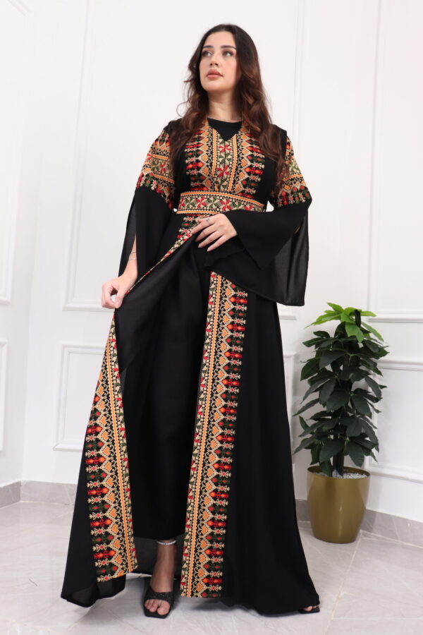 ⁦جلابيه بتطريز عربي وبكم وسيع بيج⁩ - الصورة ⁦6⁩