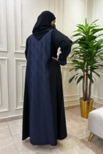 ⁦عباية بياقة منسوجه بقماش كحلي على الاكمام والامام⁩ - الصورة ⁦8⁩