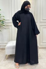 ⁦عبايه كلوش رقبة منسوجة بقماش انترنت مطرزه بخيوط مخفى⁩ - الصورة ⁦6⁩