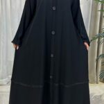 عبايه كلوش بسحاب مخفى بزراير من امام