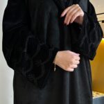 عباية بقصه A شتوية شامواه مع تداخل المخمل ربع كلوش