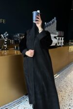 ⁦عباية شتوية شامواه مع تداخل المخمل⁩ - الصورة ⁦7⁩