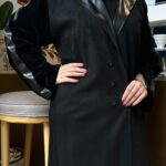 عباية شامواه محدد بجلد وبياقة و اكمام مخمل شتوي