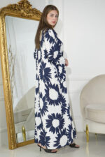 ⁦جلابيه كحلي بقطن بلياقه مشجره (2)⁩ - الصورة ⁦5⁩