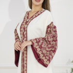 جلابيه عنابي خليجى باكمام وسيع