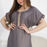 جلابيه موف مطرزه تطريز كبيوتر من امام مع فصوص