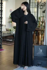 عباية ربع كلوش شيفون مبطنه بشك