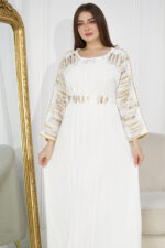 جلابيه ابيض مطرزه بترتر