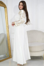 ⁦جلابيه ابيض مطرزه بترتر⁩ - الصورة ⁦4⁩