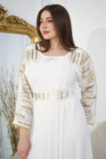 ⁦جلابيه ابيض مطرزه بترتر⁩ - الصورة ⁦5⁩