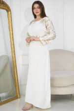 ⁦جلابيه ابيض مطرزه بترتر⁩ - الصورة ⁦6⁩