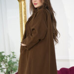 عباية جوخ بني شتوية رسمية بقصة ربع كلوش