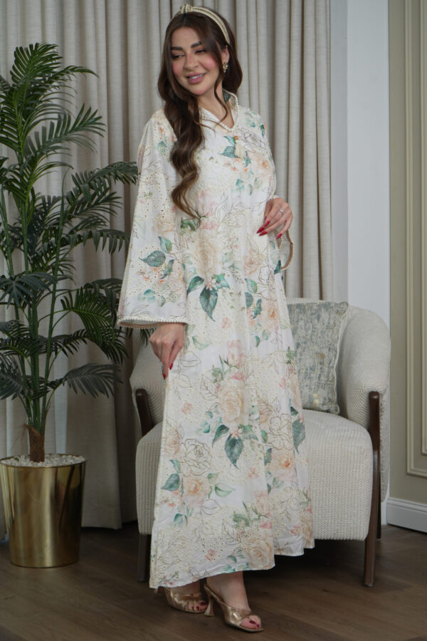 ⁦جلابية تركواز مورده بتيفاني⁩ - الصورة ⁦4⁩