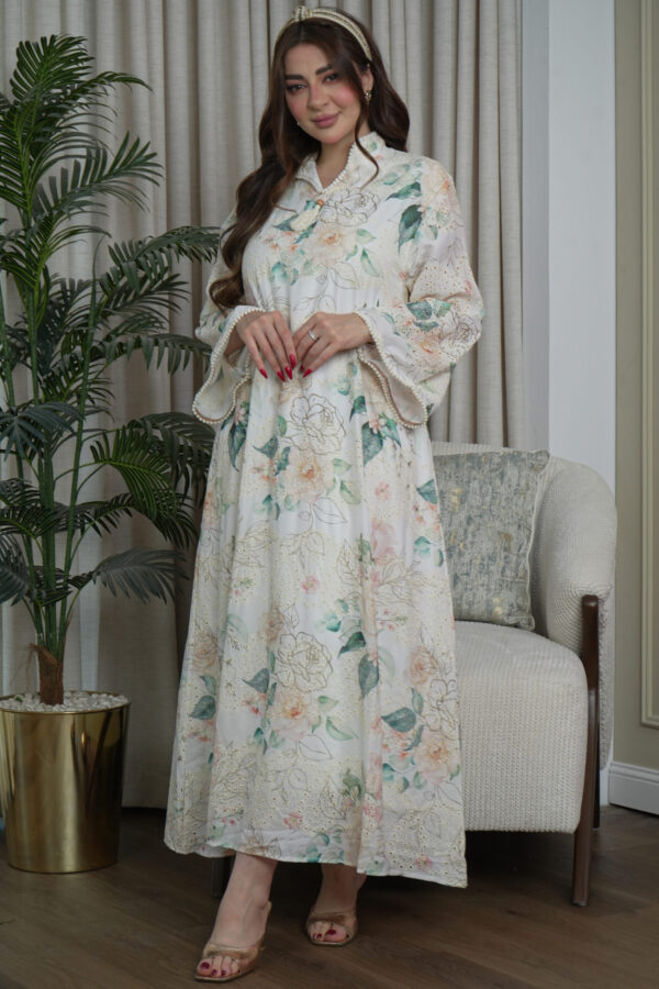 ⁦جلابية تركواز مورده بتيفاني⁩ - الصورة ⁦5⁩