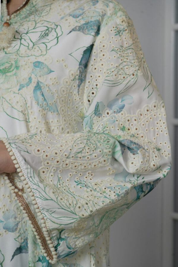 ⁦جلابية مشجره بورد تركواز⁩ - الصورة ⁦8⁩