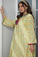 ⁦جلابيه اصفر بترتر على شكل خطوط⁩ - الصورة ⁦6⁩