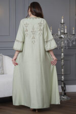 ⁦جلابيه تيفاني عمليه مطرز ببني من حلق و بدايه الكم⁩ - الصورة ⁦4⁩