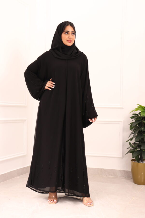 ⁦عباية ربع كلوش شيفون مبطنه بشك⁩ - الصورة ⁦8⁩