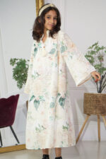 ⁦جلابية بناتي تركواز مورده بتيفاني⁩ - الصورة ⁦3⁩