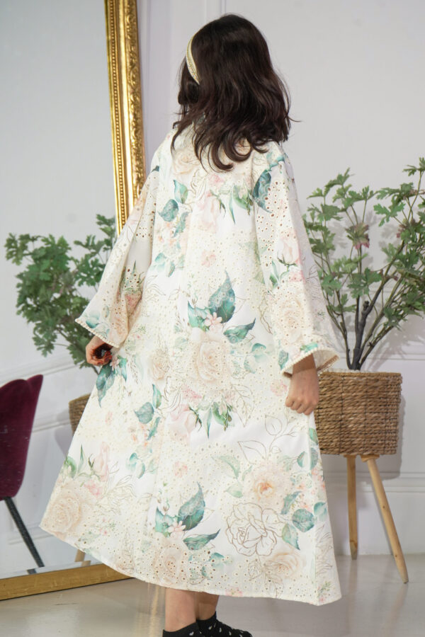 ⁦جلابية بناتي تركواز مورده بتيفاني⁩ - الصورة ⁦8⁩