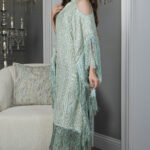 فستان تيفاني مطرزه بترتر و هدب من اطراف