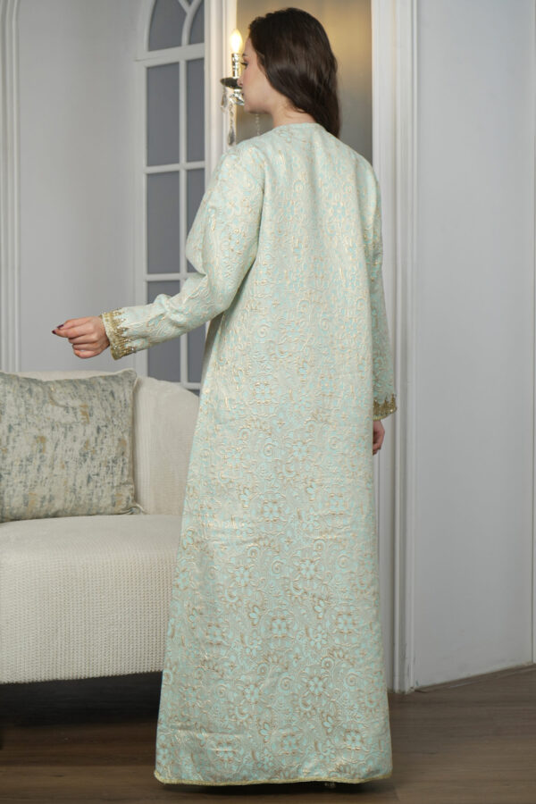 ⁦جلابيه تيفاني مفتوح بطبقه داخليه مع شريط ذهبي⁩ - الصورة ⁦6⁩