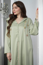 جلابية مغربي تيفاني بتطريز خرز لامع