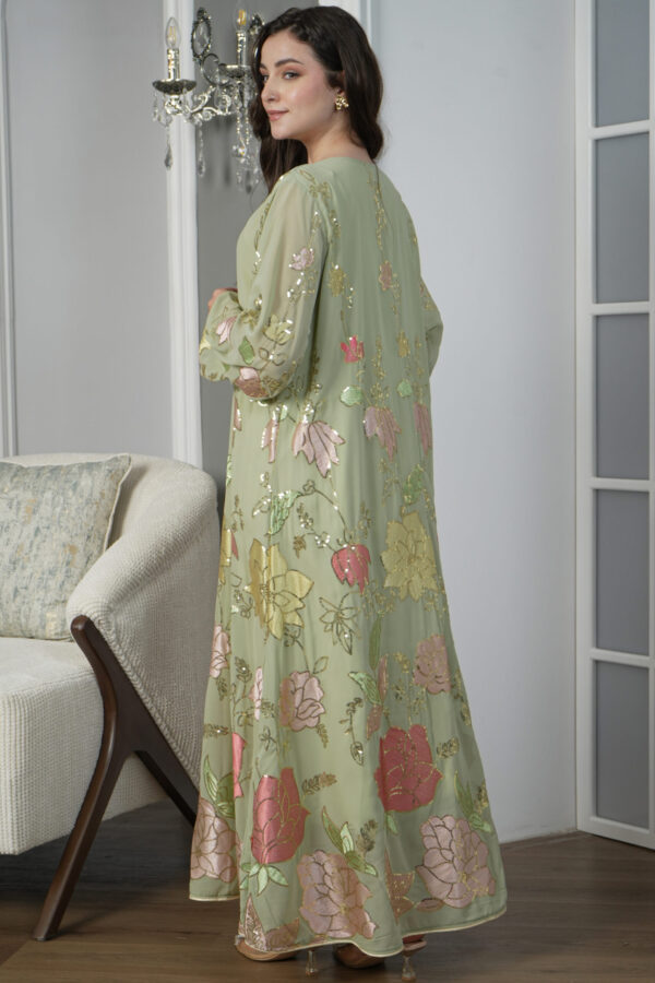 ⁦جلابيه تيفاني بترتر كامل على شكل ورود⁩ - الصورة ⁦6⁩