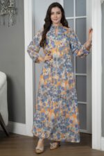 ⁦جلابيه ازرق قطن بلياقه مشجره بورود زهريه (4)⁩ - الصورة ⁦3⁩