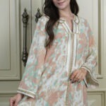 جلابيه تيفاني حرير و شريط شك بخيوط ذهبي من امام