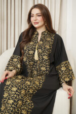 جلابيه اسود خليجيه بلياقه