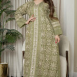 جلابيه اخضر خليجى بقصه جميله