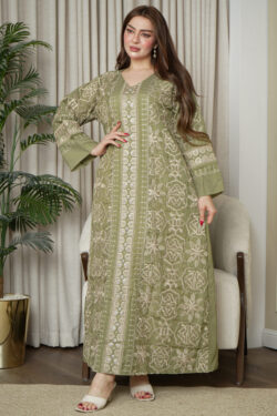 جلابيه اخضر خليجى بقصه جميله