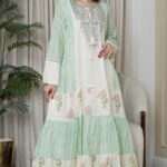 جلابيه تيفاني باكمام و حلق مزينه بدقات خيوط ترتر