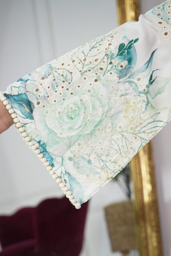 ⁦جلابية بناتي مشجره بورد تركواز⁩ - الصورة ⁦7⁩