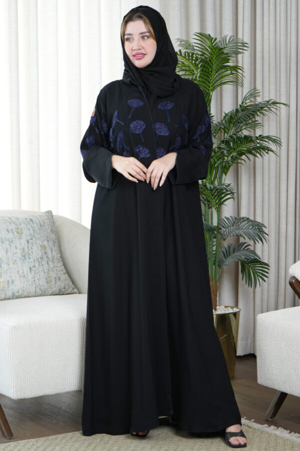 ⁦عبايه تالا مطرزة بخيوط كحلي⁩ - الصورة ⁦2⁩