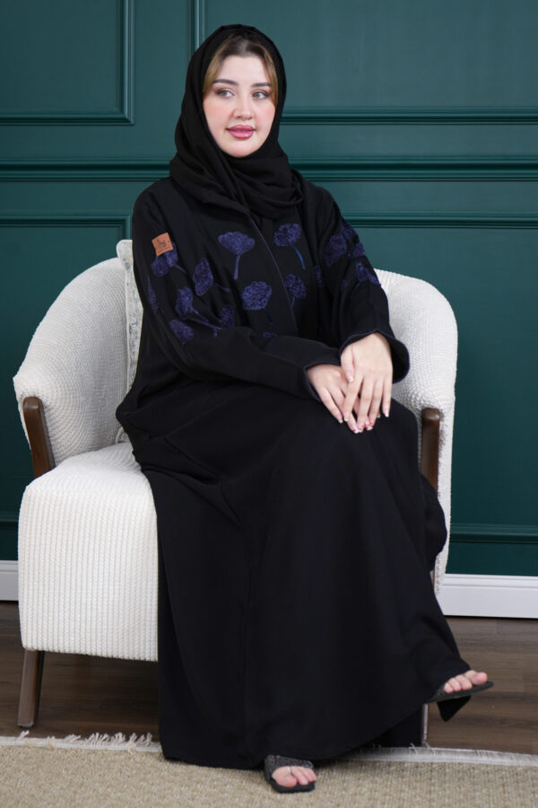 ⁦عبايه تالا مطرزة بخيوط كحلي⁩ - الصورة ⁦5⁩